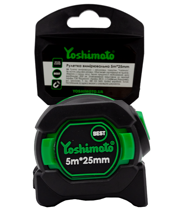 Рулетка Yoshimoto Magnet PRO, автофіксатор, нейлонове покриття, магніт